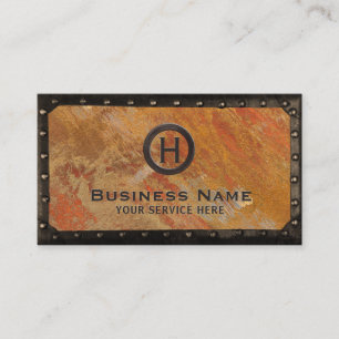 Construction Vintage Monogram Bronze Copper  Business Card