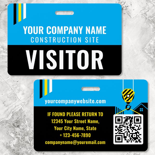 Construction Visitor Pass ID Blue Custom Badge ID Badge (Creator Uploaded)