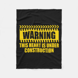 Construction Warning Valentines Day Heart Under Co Fleece Blanket