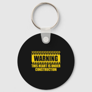 Construction Warning Valentines Day Heart Under Co Key Ring