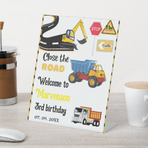 Construction welcome  sign 3rd girl birthday party