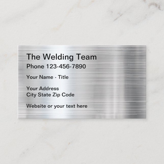 Construction Welding Metal Look Business Card (Front)