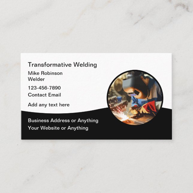 Construction Welding Services Modern Design Business Card (Front)