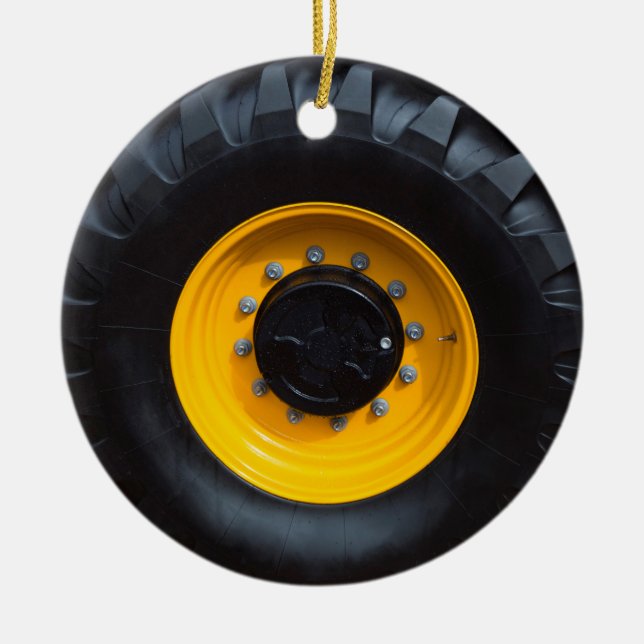 Construction Wheel Ceramic Tree Decoration (Front)