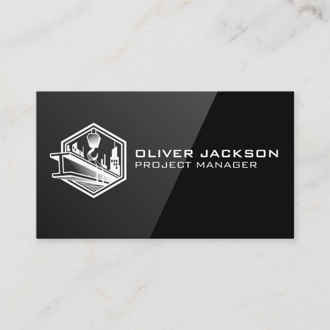 Construction Winch and Steel Beam Business Card (Front)