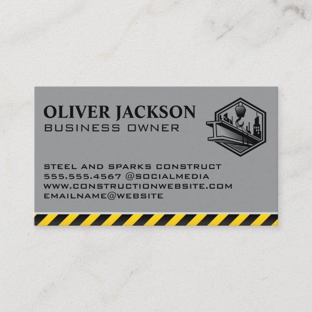 Construction Winch Lifting Steel Beam Business Card (Front)
