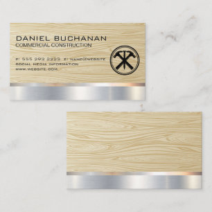 Construction   Wood Grain   Hammer and Nail Business Card
