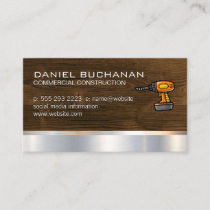 Construction   Wood Metallic   Power Drill Business Card