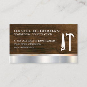 Construction   Wood Metallic   Saw Hammer Tools Business Card