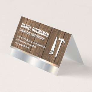 Construction   Wood Metallic   Saw Hammer Tools Business Card