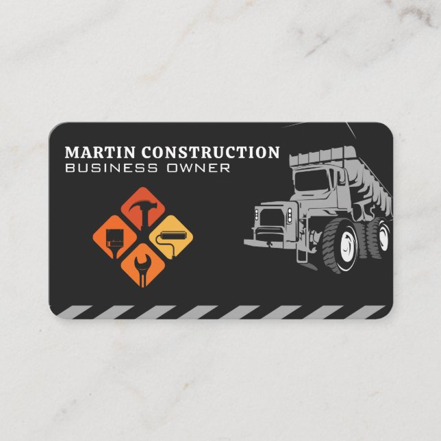 Construction Work Truck | Hand Tools Business Card (Front)