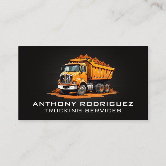 Construction Work Truck Hauling Raw Goods Business Card (Front)