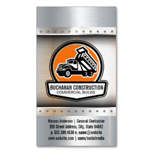Construction Work Truck Off Loading Resources Magnetic Business Card