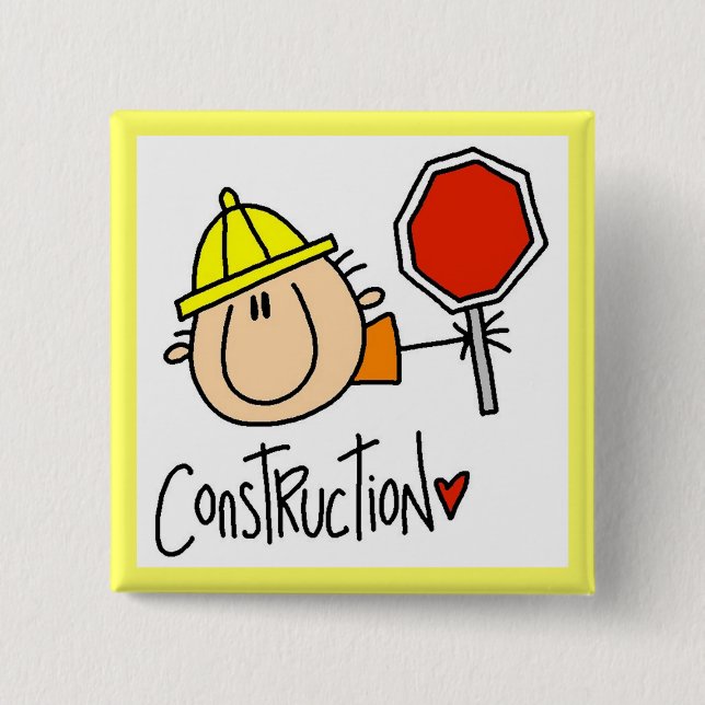Construction Worker 15 Cm Square Badge (Front)