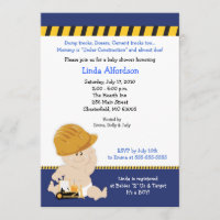 CONSTRUCTION WORKER Baby Shower Invitation 5x7