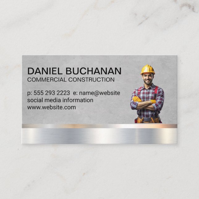 Construction Worker | Blue Collar Business Card (Front)