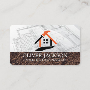 Construction Worker Blueprints Architect Business Card