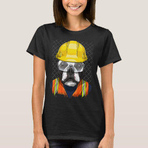 Construction Worker Boston Terrier Laborer Puppy D T-Shirt