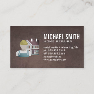 Construction Worker   Brown Texture Background Business Card