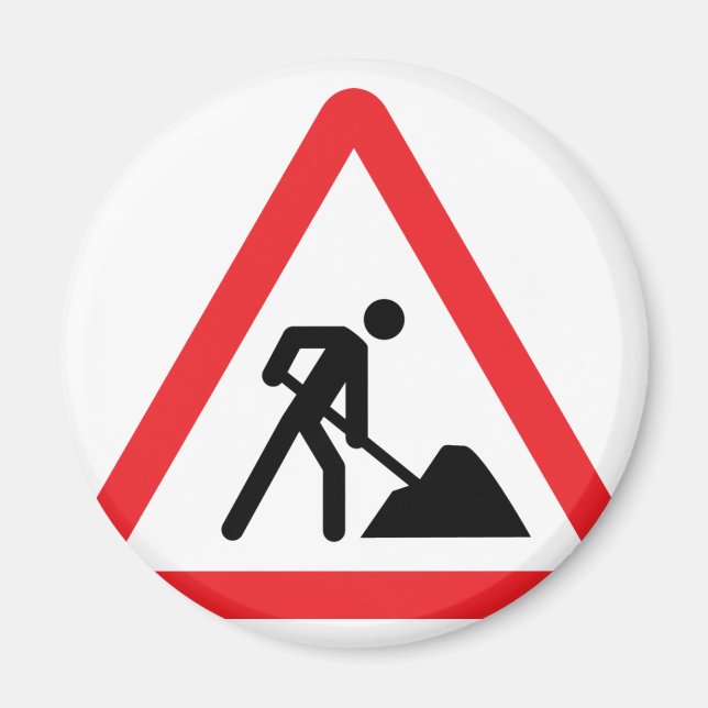 construction worker building site sign magnet (Front)