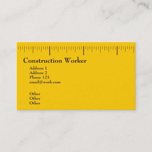 Construction Worker Business Card (Front)