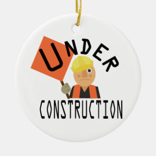 Construction Worker Ceramic Tree Decoration