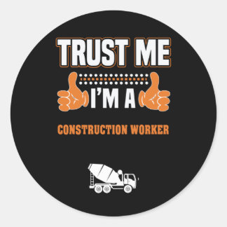 Construction Worker Classic Round Sticker