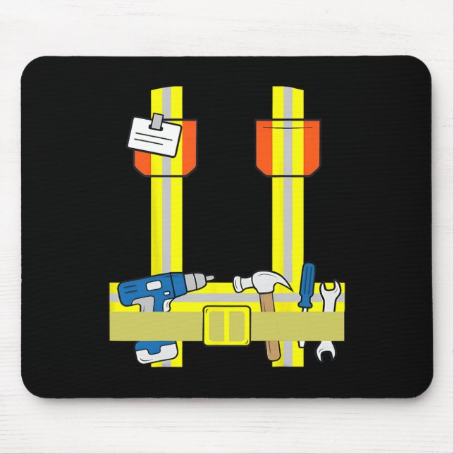 Construction Worker Cool Cosplay Halloween Costume Mouse Mat (Front)