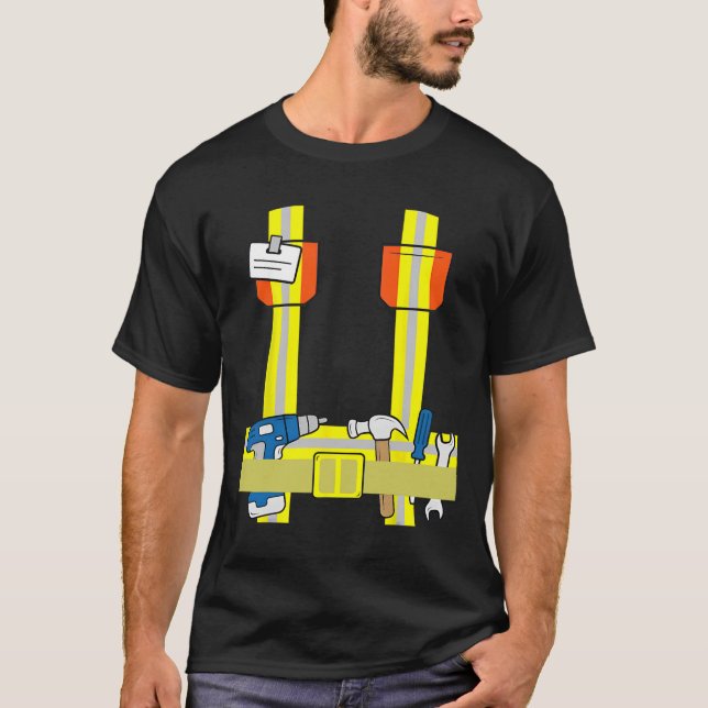 Construction Worker Cool Cosplay Halloween Costume T-Shirt (Front)