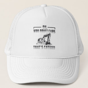 Construction Worker Excavator Drift Cars Cute Dig Trucker Hat