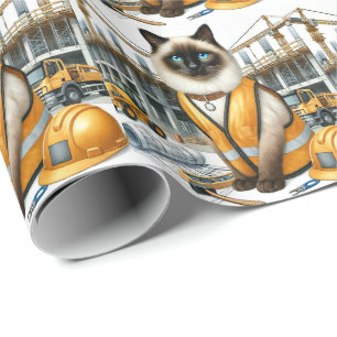 Construction Worker for Cat Lover  Wrapping Paper