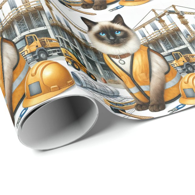 Construction Worker for Cat Lover  Wrapping Paper (Roll Corner)