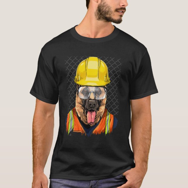 Construction Worker German Shepherd Laborer Pet Do T-Shirt (Front)