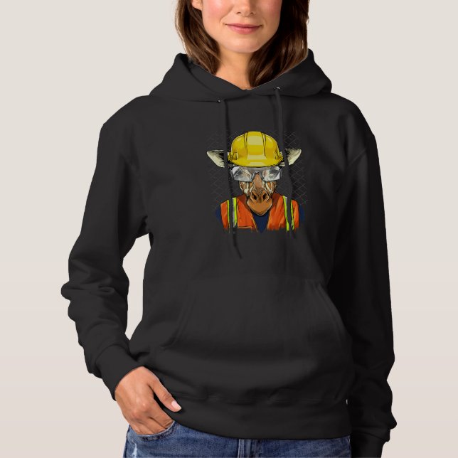 Construction Worker Giraffe Laborer African Animal Hoodie (Front)