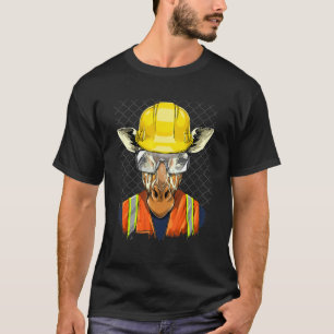 Construction Worker Giraffe Laborer African Animal T-Shirt