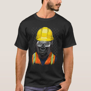 Construction Worker Gorilla Laborer Ape Animal Gor T-Shirt