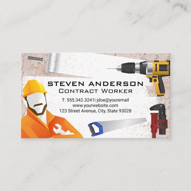 Construction Worker | Hardware Tools Business Card (Front)