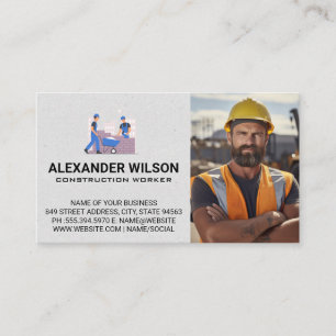 Construction Worker   Home Builders Business Card
