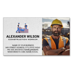 Construction Worker   Home Builders Magnetic Business Card