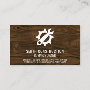 Construction Worker   Home Repair   Gears Wrench Business Card