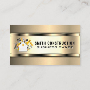 Construction Worker   House Tools Logo Business Card
