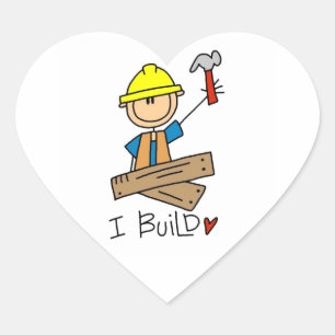 Construction Worker I Build T-shirts and Gifts Heart Sticker