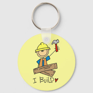 Construction Worker I Build T-shirts and Gifts Key Ring