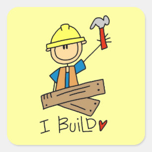 Construction Worker I Build T-shirts and Gifts Square Sticker