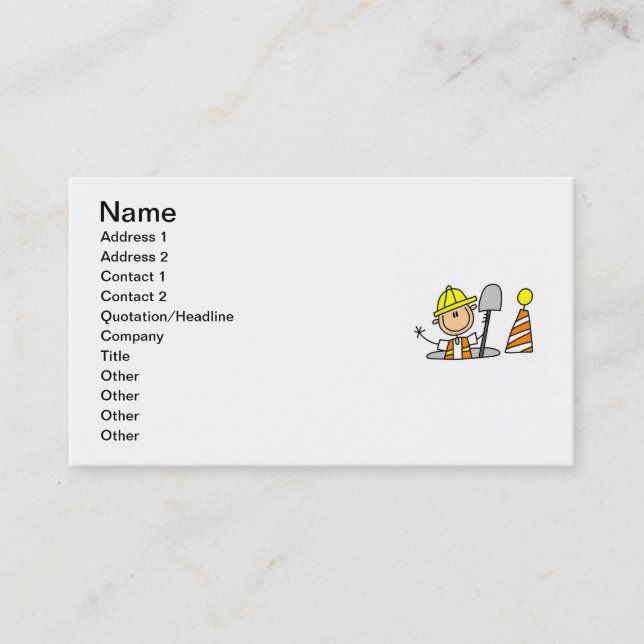 Construction Worker in Manhole T-shirts and Gifts Business Card (Front)
