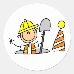 Construction Worker in Manhole T-shirts and Gifts Classic Round Sticker