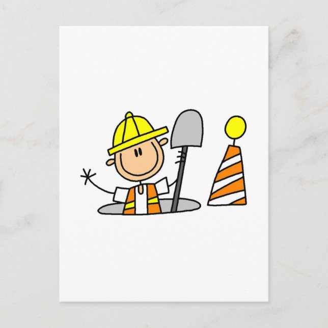 Construction Worker in Manhole Tshirts and Gifts Postcard (Front)