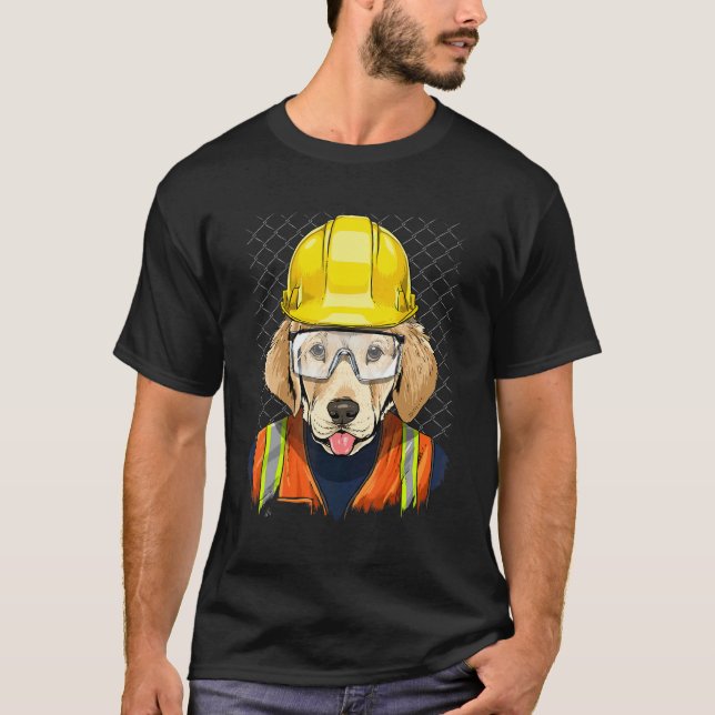 Construction Worker Labrador Retriever Laborer Pet T-Shirt (Front)