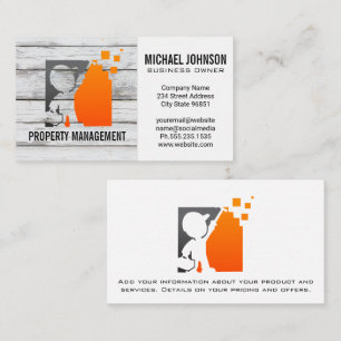 Construction Worker Logo   Wood Background Business Card