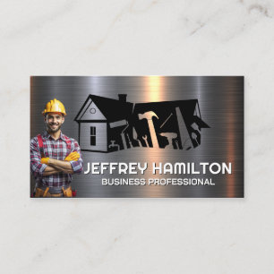 Construction Worker    Metal   Carpentry Tools Business Card